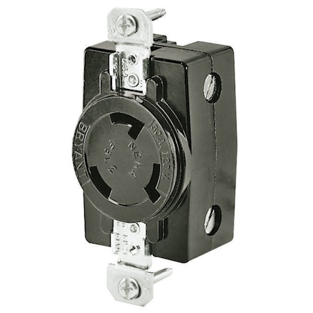 Bryant Locking Receptacle, FSL2-R, 30 A, 120V AC, Single Phase, 2 Pole, Flush Mount, Screw Terminals FSL2FR